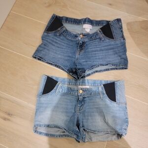 Maternity Denim Shorts Size 10 Midi Shorts. Two Pairs. Like New
